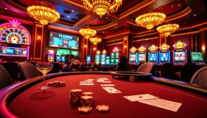 Players enjoying poker at a stylish casino table, showcasing 79king's thrilling gambling experience.