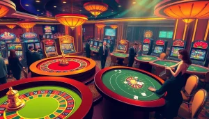 Experience the thrill of winning at okbay.com with vibrant casino games featuring roulette, tables, and slot machines.