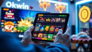 Okwin gaming platform interface showcasing colorful games and user-friendly design.