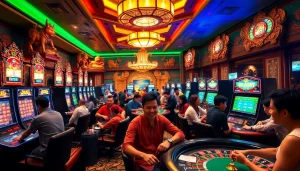 RAJABARONG symbolizing luck as players engage at a vibrant casino table filled with excitement.