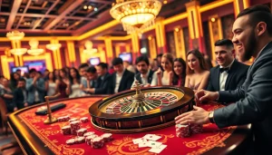 Players experiencing high-stakes excitement at TG88 online casino, showcasing vibrant gambling elements.