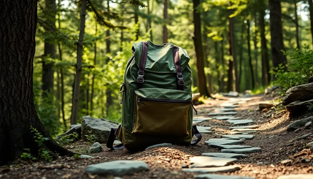 Rucksack nachhaltig aus lkw plane im Freien präsentiert, ideal für Abenteuer und Nachhaltigkeit.