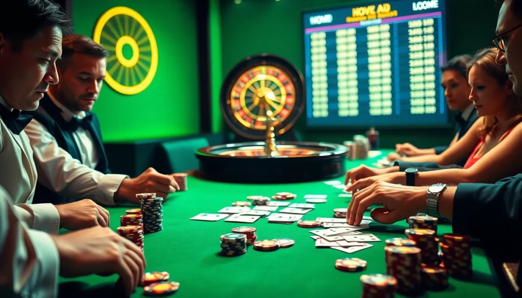 Players strategize as they continue their high-stakes poker game in an upscale casino.