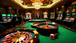 Elegant casino scene with gambling table, chips, and roulette wheel reflecting the excitement of https://rr88c.mobi/.