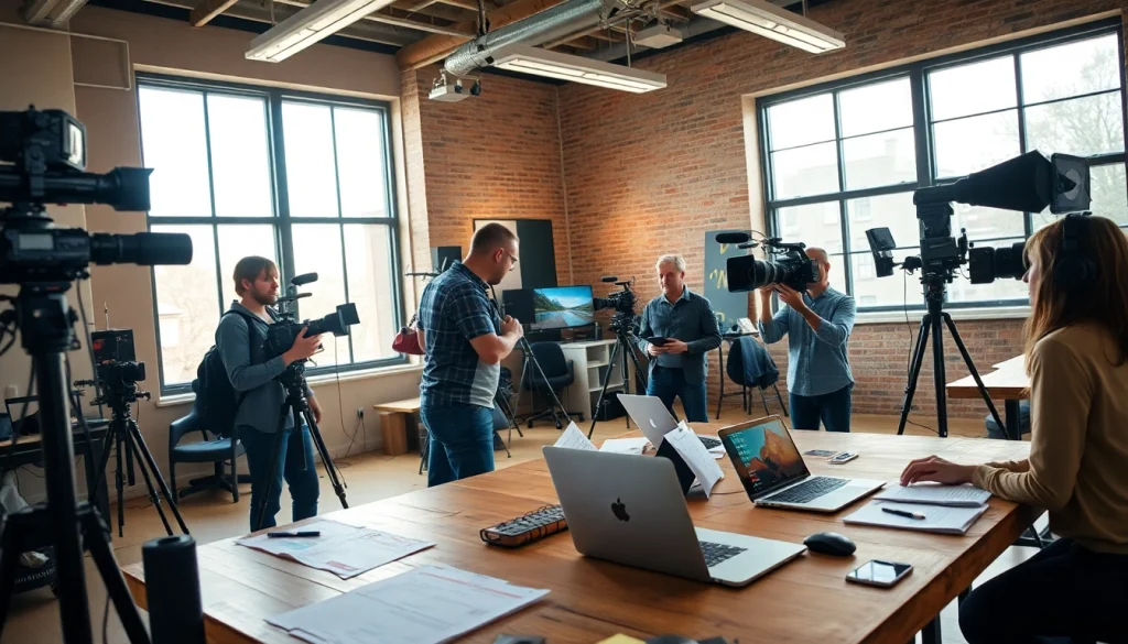 Showcase of a Creative Video Production Agency working collaboratively in a dynamic studio environment.