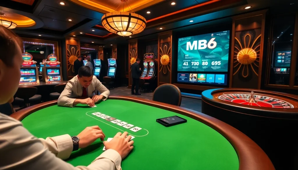 An exciting card game at MB 66's luxurious casino with players focused on winning strategies.