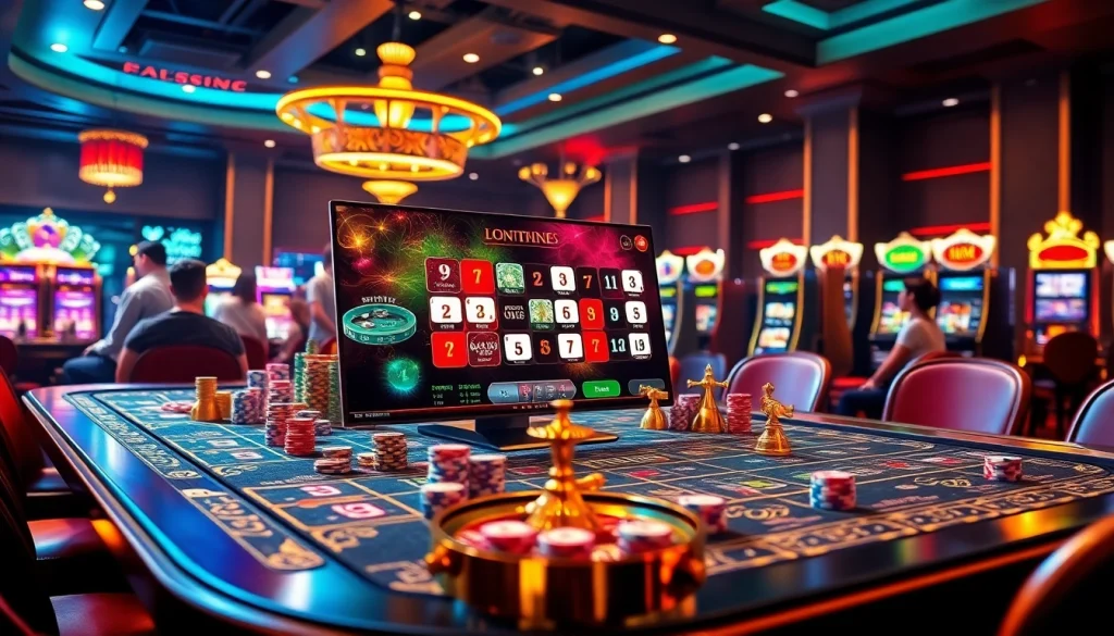 Engage in exciting games at https://topclub.site/ with a vibrant online casino scene featuring poker chips and roulette wheels.