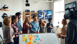 Creative Video Production Agency collaborating in a bright studio with diverse creatives.