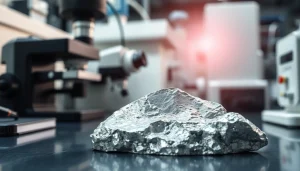 A beryllium sample showcased in a lab, emphasizing its metallic properties and advanced research.