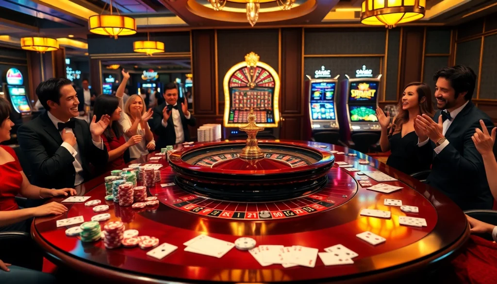 Experience the thrill of gambling at https://kingarthurcafe.com/menu with an exciting casino scene featuring a roulette wheel.