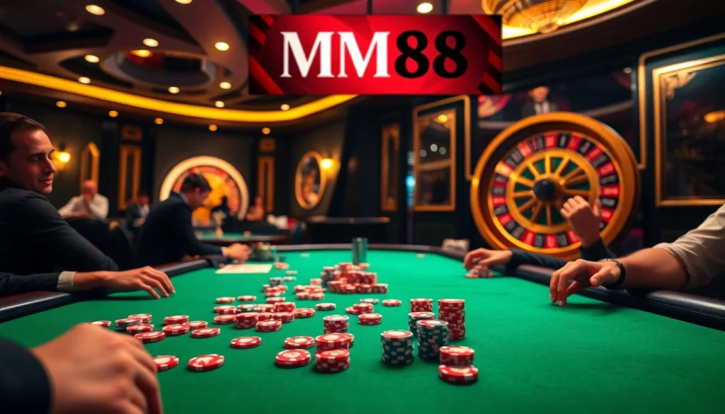 Experience excitement at MM88 with engaging poker gameplay and vibrant casino visuals.