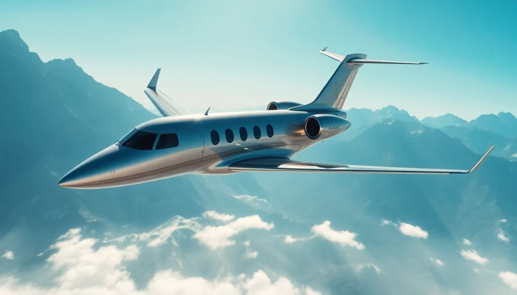 FlyMarquis private jet flying through clear skies, showcasing luxury aviation experiences.