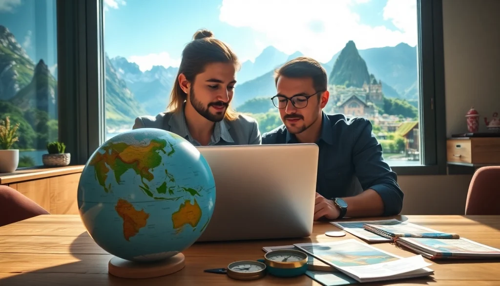 Engage with the professional travel planner from https://glownexis.com in a vibrant setting as they discuss journeys.