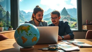 Engage with the professional travel planner from https://glownexis.com in a vibrant setting as they discuss journeys.