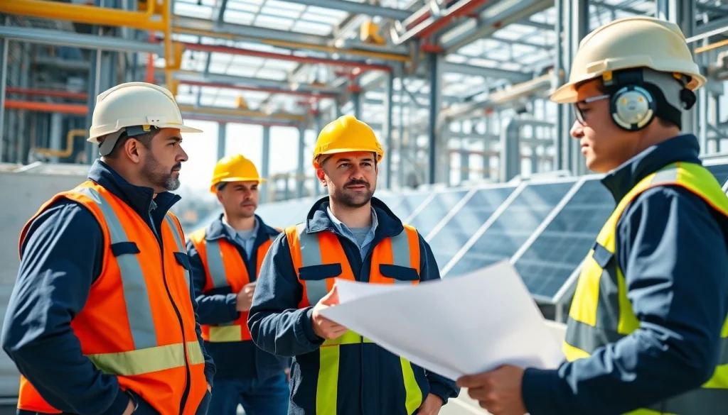 Highlighting skilled labor for energy sector professionals collaborating in a modern energy facility.