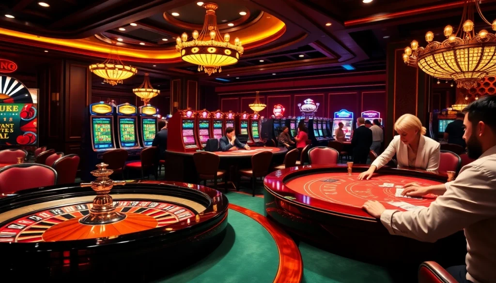 Engage in thrilling gameplay at 79king, surrounded by vibrant casino tables and a luxurious atmosphere.