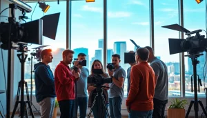 Showcasing a dynamic team from Video Production Company Calgary working in a modern studio.
