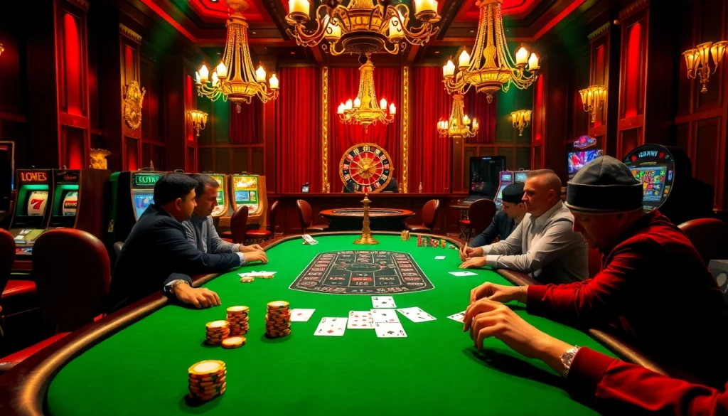 Players strategizing at a high-stakes poker table, discovering thrilling gameplay on https://ax88.com.de/.