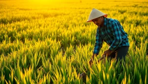 Petani toto menanam dengan alat tradisional di ladang hijau subur.
