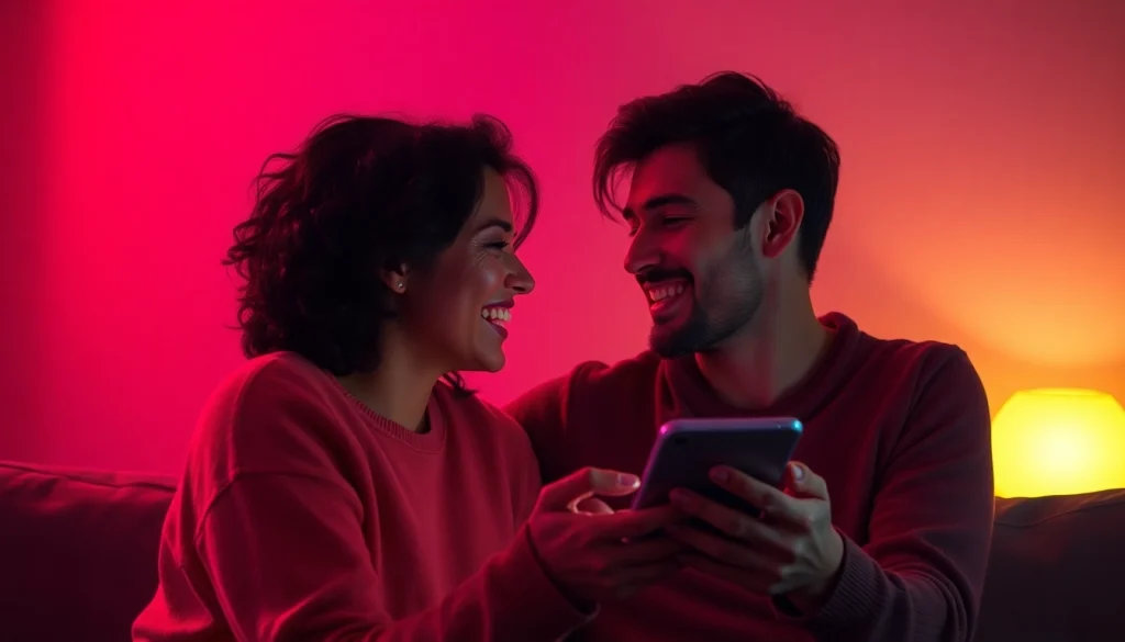 Engaging ai sex chat experience with a friendly couple and an interactive AI chatbot.