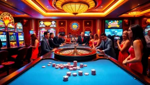 Experience thrilling gameplay at GACAM888 with vibrant casino scenes and high-stakes excitement.