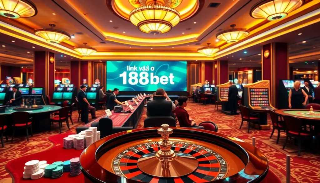 Experience the excitement of betting with link vào 188bet as players engage at luxurious casino tables.