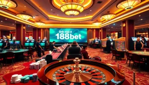 Experience the excitement of betting with link vào 188bet as players engage at luxurious casino tables.