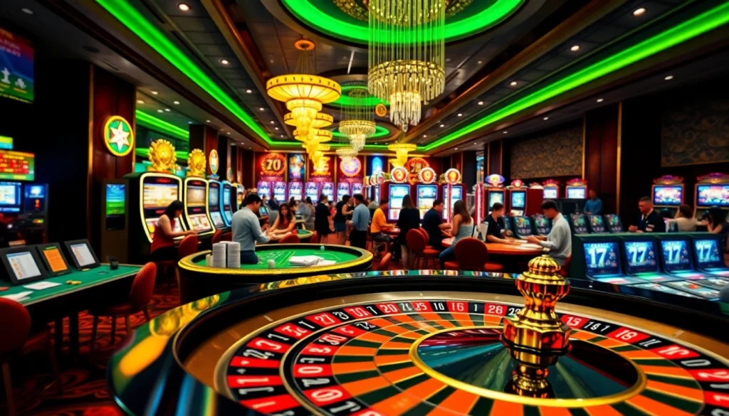 Engaging scene of players at a modern casino showcasing excitement in gambling-related activities at uu 88.