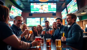 Engaging sports betting in Texas scene featuring enthusiastic fans celebrating at a sports bar.