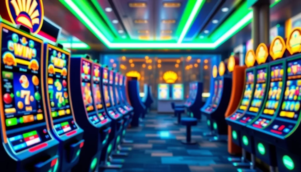 Menampilkan pengalaman bergame zoom188 dengan simbol mesin slot berwarna-warni dan suasana ceria.