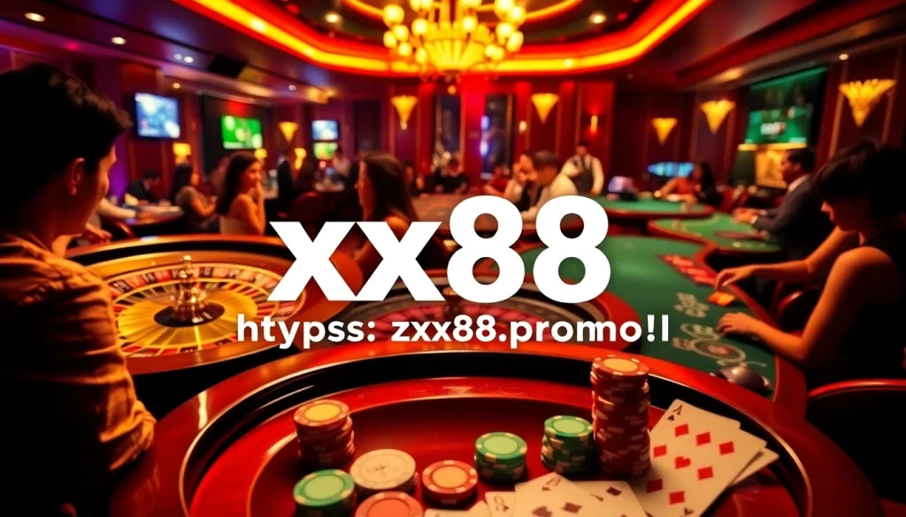 Experience exciting online gaming at https://xx88.promo/ with luxurious casino visuals featuring roulette and poker.