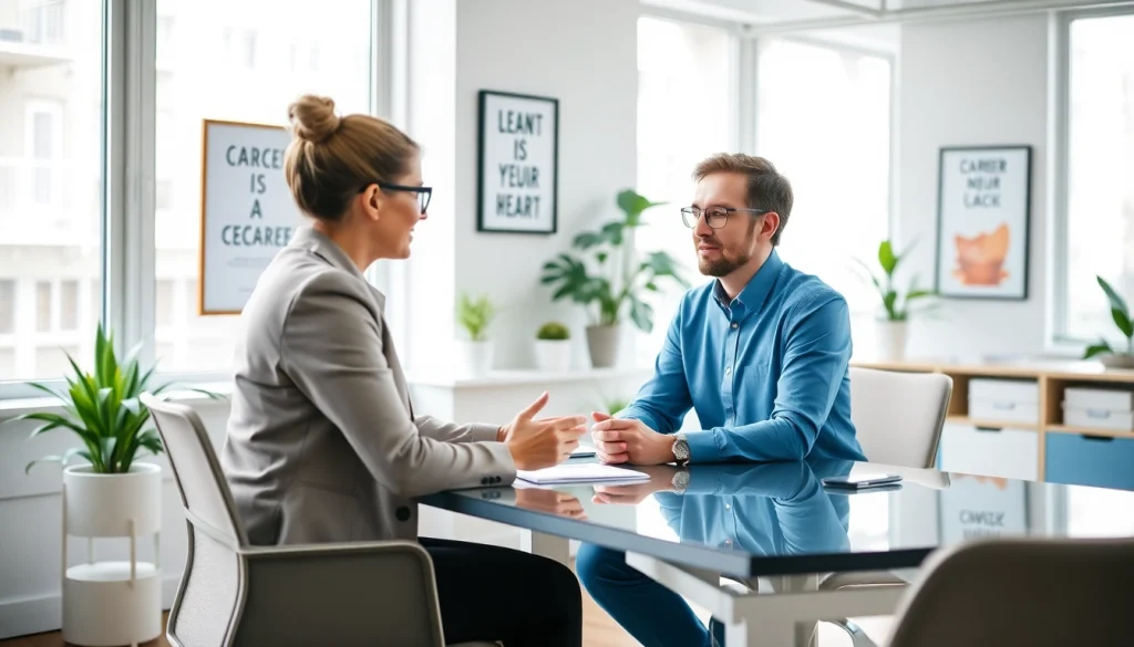 Engaging session with a Career Coach near me in a professional office environment.