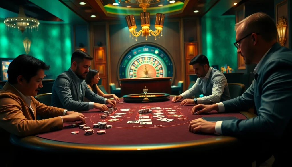 Experience thrilling poker action at Hi88 with vibrant chips and luxurious casino ambiance.