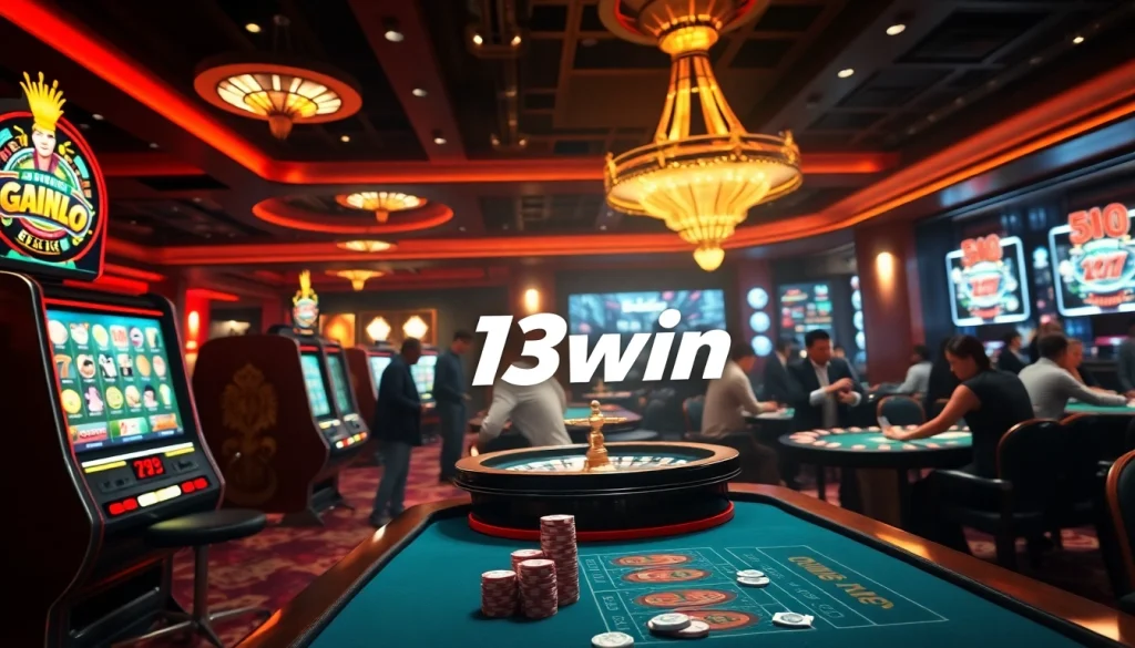 Experience thrilling gaming action at 13win with vibrant casino games and luxurious atmosphere.