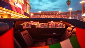 World Cup Group Transportation in a luxury limousine at the LA venue.