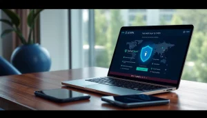 快连VPN providing fast and secure internet connection across devices in a modern workspace.