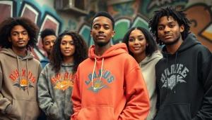 Limited edition hoodies 2025 showcased in a vibrant urban setting with diverse young adults.