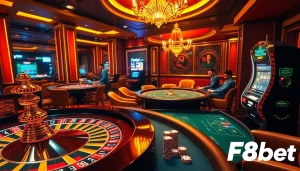 Experience the excitement of F8bet casino with glamorous gambling scenes and engaging gameplay.