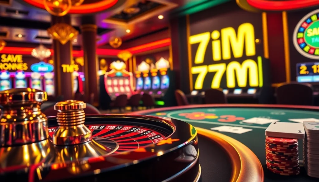A casino scene highlighting vibrant 7m odds on a roulette table with players engaged in action.