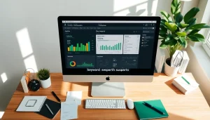 Engaging SEO analytics display on a desk showcasing digital marketing strategies.