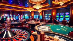 Experience the excitement of gambling at https://rr88.wales/, featuring vibrant casino tables and players engaged.