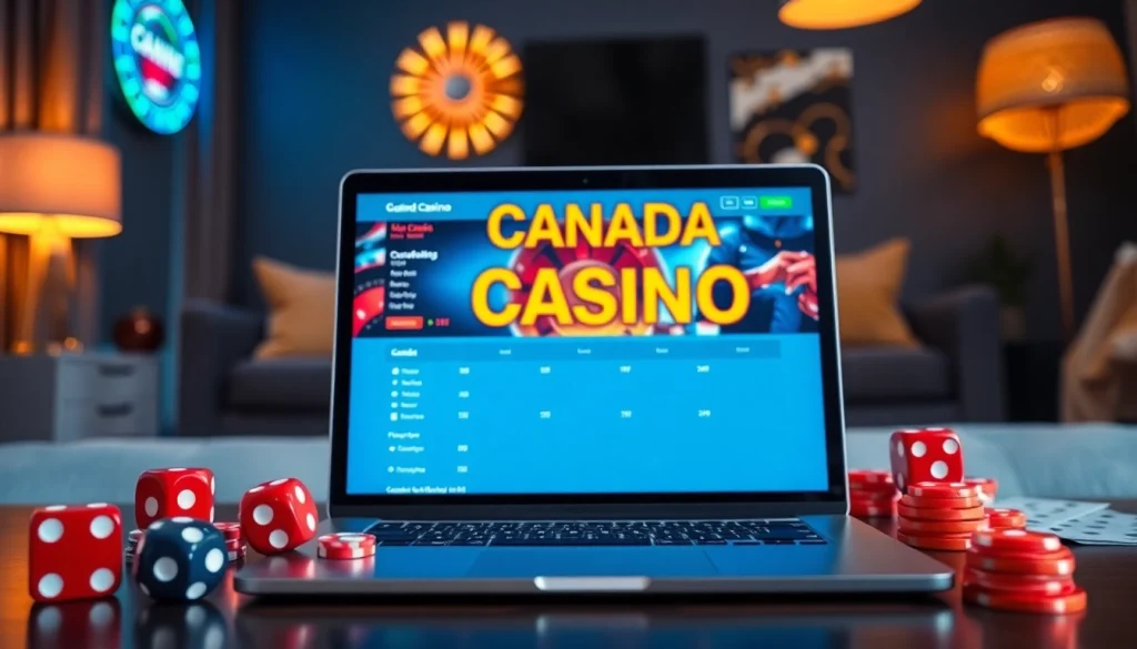 Engaging view of Canada casinos online gaming setup showcasing vibrant elements and modern technology.