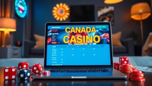 Engaging view of Canada casinos online gaming setup showcasing vibrant elements and modern technology.