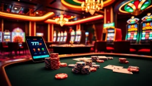 Engage in high-stakes poker and roulette with the 777g App at a vibrant casino table.