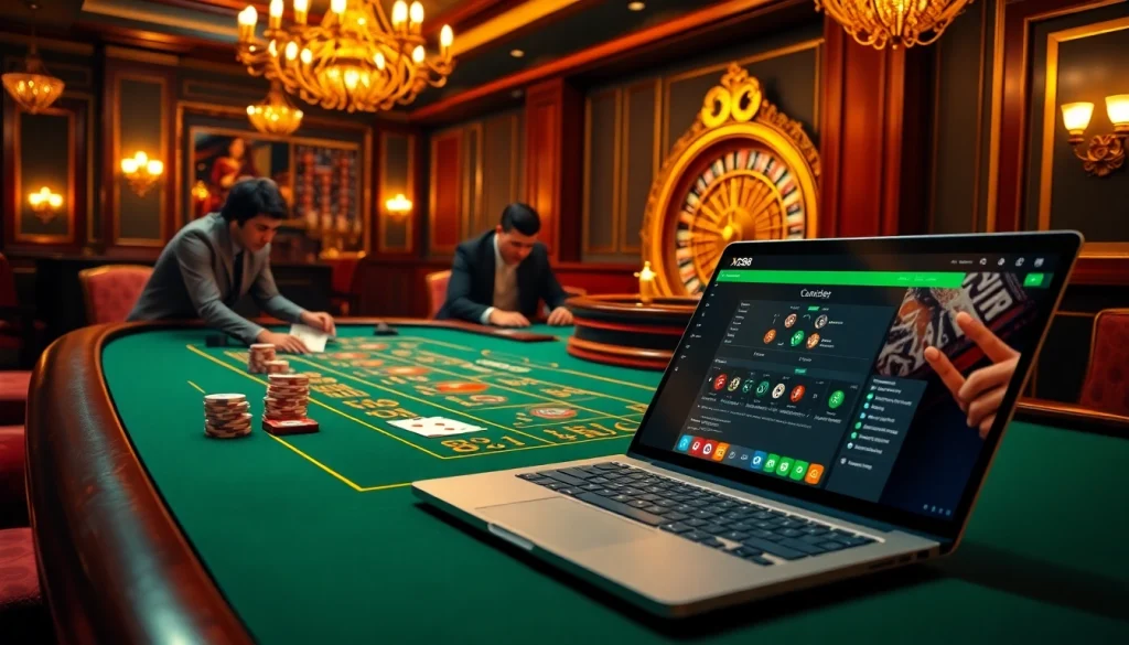 Experience a thrilling baccarat game at XX88 casino with vibrant chips and cards.