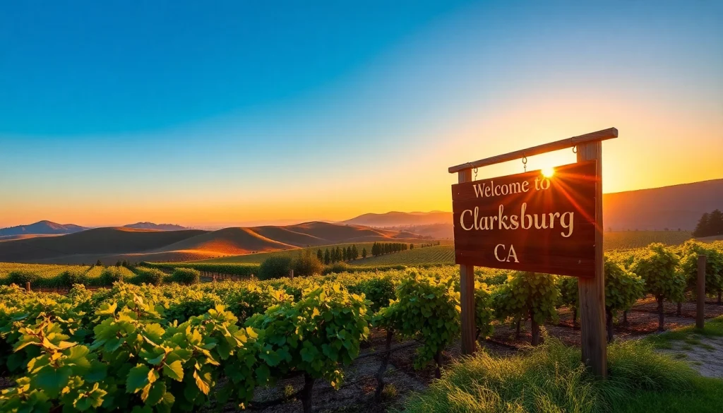 Experience the serene beauty of Clarksburg CA vineyards at sunset.