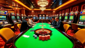 UU88 themed casino table with vibrant poker chips and playing cards showcasing excitement in gaming.
