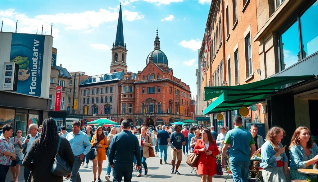 Vibrant city life scene in Coventry showcasing community spirit at coventryhub.co.uk.