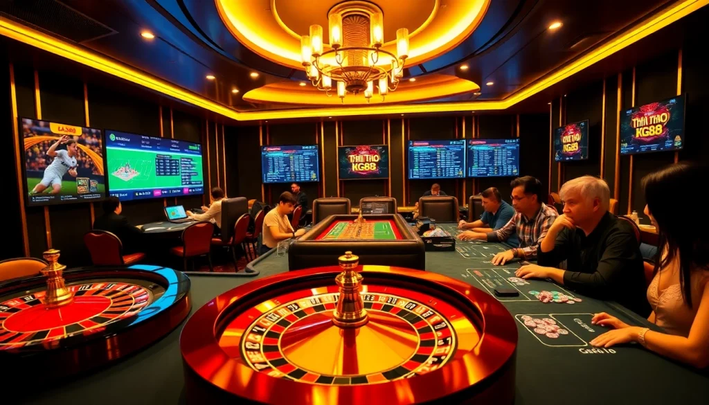 Engaging in sports betting at Thể Thao KG88 online casino with vibrant gaming elements.