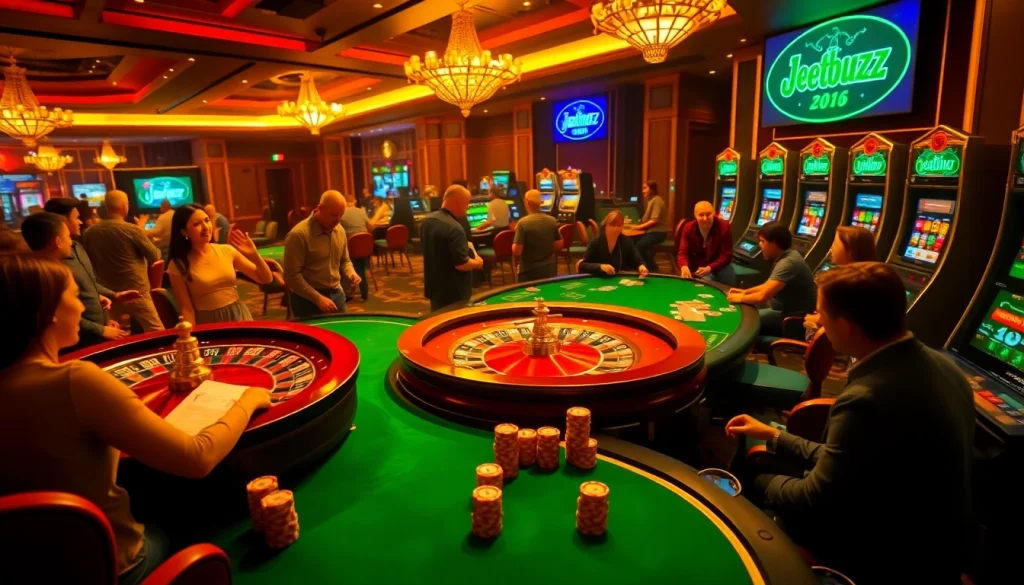 Access your Jeetbuzz লগইন with excitement at a vibrant casino filled with gaming action.